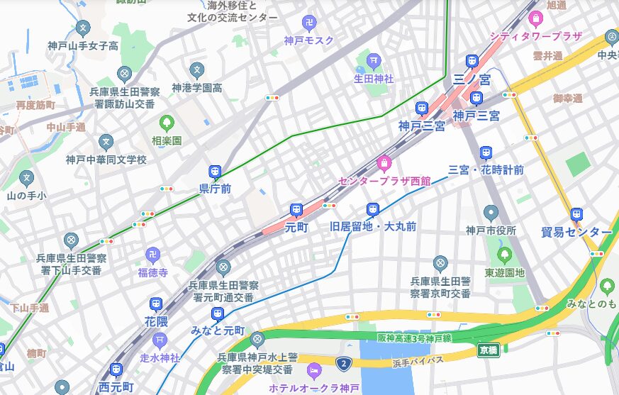 元町駅の周辺地図
